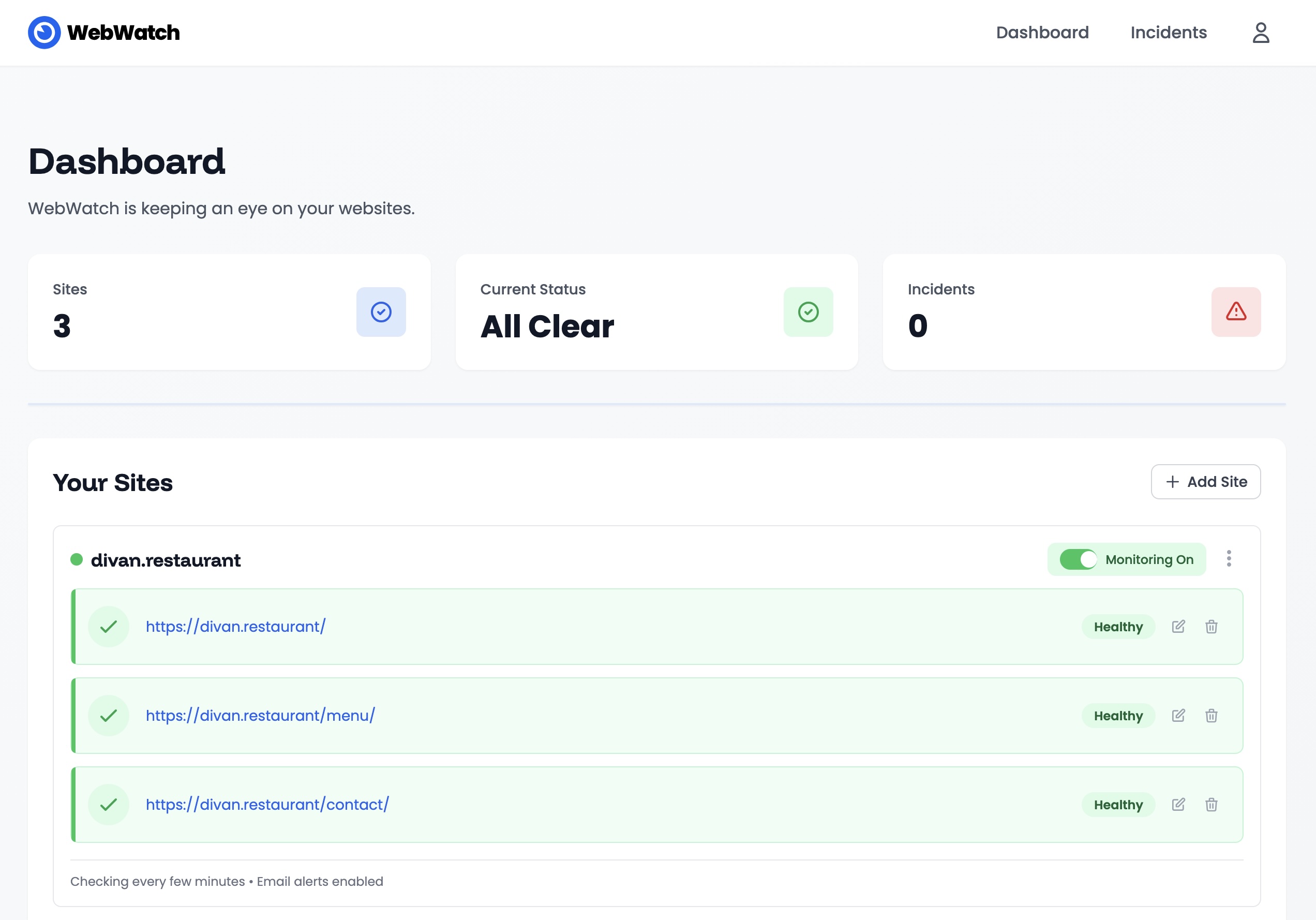WebWatch App Screenshot